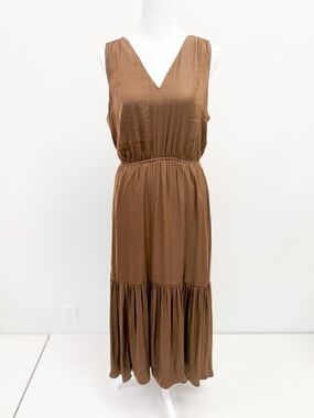 Banana Republic Brown V-Neck Tiered Maxi Dress